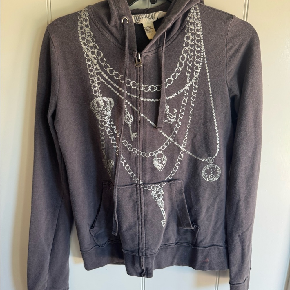 Y2K Graphic Hoodie with Chain Print